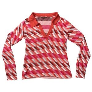 Marine Layer Morgan Sweater Polo Geometric Woman's Sz Small # 16099